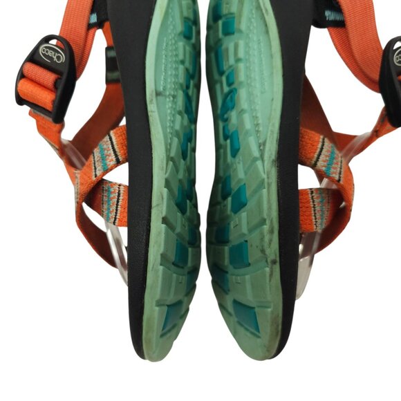 Chaco Z/1 Classic Sandals Kids Junior Size 3 Orange Blue Aztec Water Hiking - Picture 11 of 14
